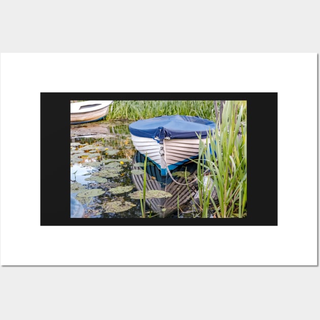 Moored row boat on the Norfolk Broads Wall Art by yackers1